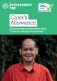 The cover of the Carer's Allowance mini guide. It is green and has a photo of a man smiling at the camera on the cover.